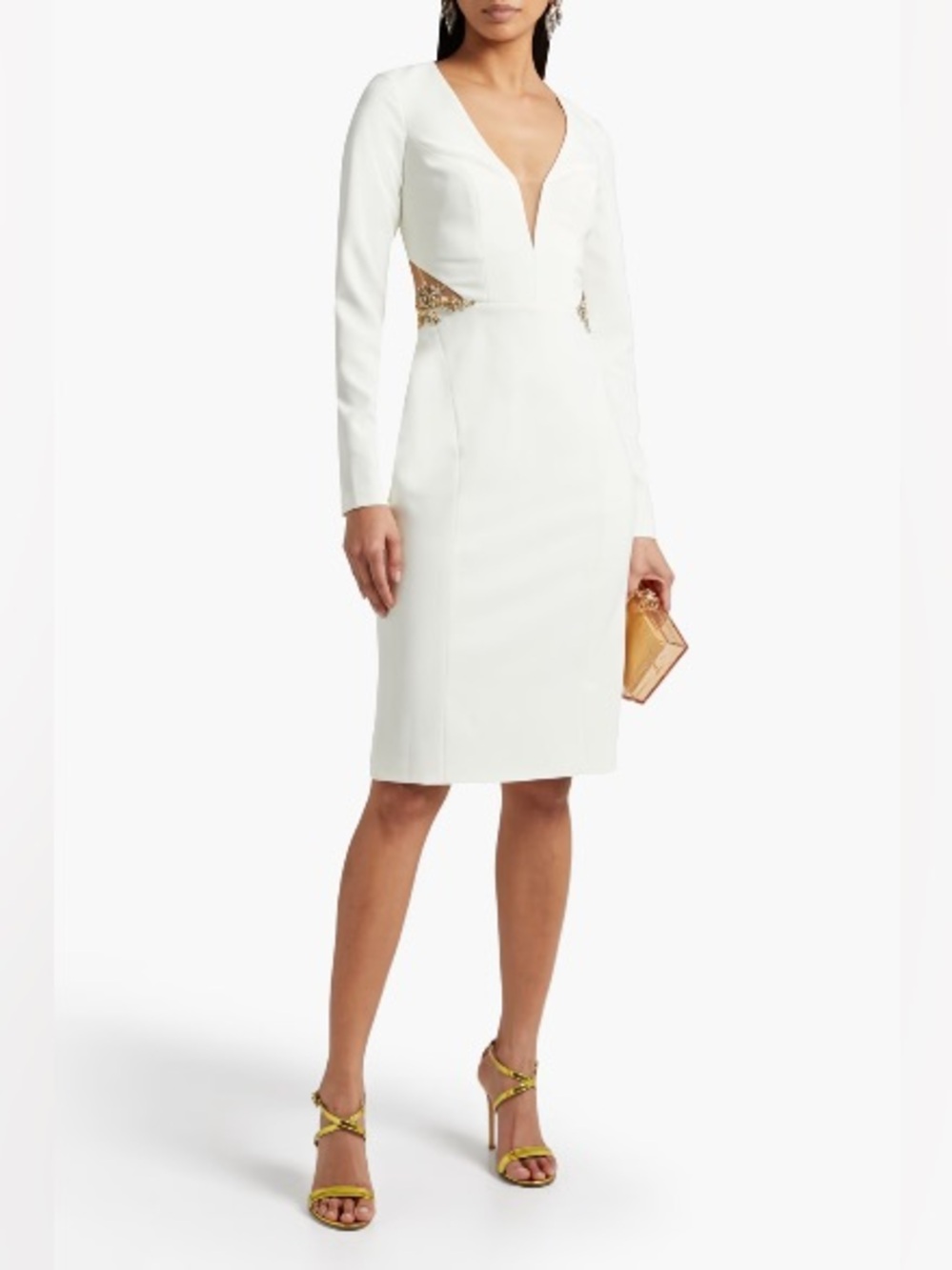 Marchesa Notte Embellished Cutout Crepe Midi Dress